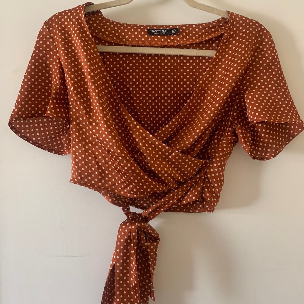 Burnt Orange Polka Dot Crop Top